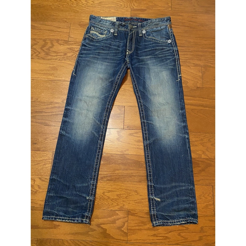 Rivet De Cru Mens 34x34 Relaxed Straight Leg Distressed Faded Denim Jeans $150